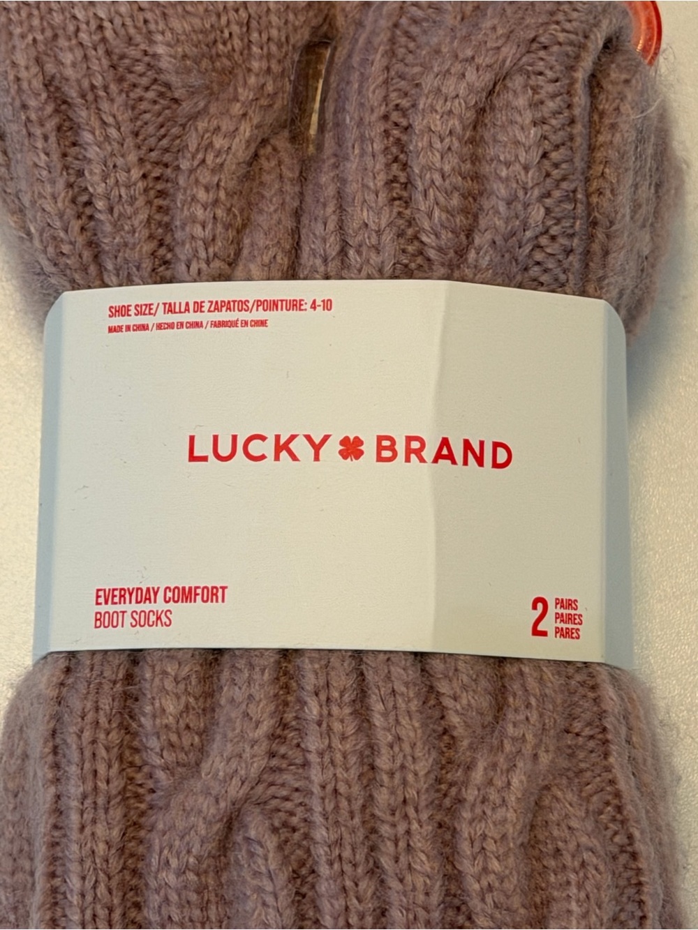 NWT Lucky Brand Cable-Knit Boot Socks in Mauve